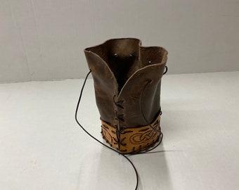 Pixie Pouch - Round Bottomed Leather Pouch - Celtic Design