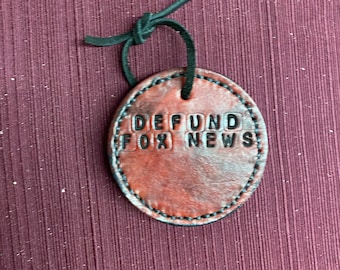 Defund Fox News - Leather Ornament