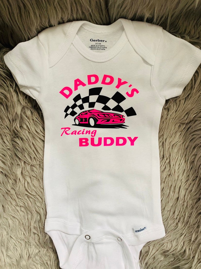 Daddy's Racing Buddy Baby Onesie image 3