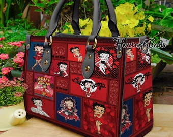 Betty Boop Leather Handbag, Betty Boop Vintage Leather Shoulder Bags, Vintage Top handle Bag, Vintage Shoulder Bag, Custom Crossbody Bag