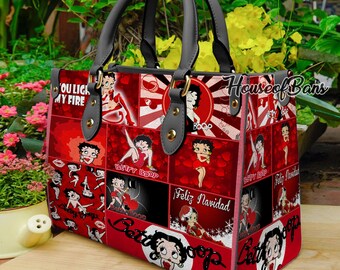 Betty Boop Leather Handbag, Betty Boop Vintage Leather Shoulder Bags, Vintage Top handle Bag, Vintage Shoulder Bag, Custom Crossbody Bag