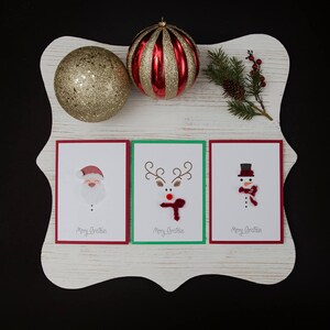 pack de 3 cartes de Noël fait à la main - père Noël, Rudolph le renne et les versions de bonhomme de neige