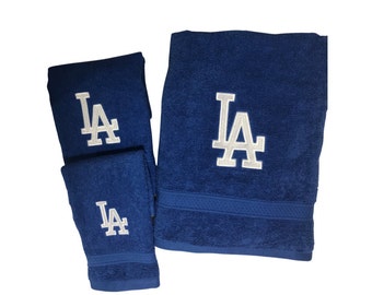 LA Dodgers Towel Set, Los Angeles Dodgers Towel Set, LA Dodgers Bath Towel, Decorator Bathroom Decor, House Warming Gift, Sports Towels,