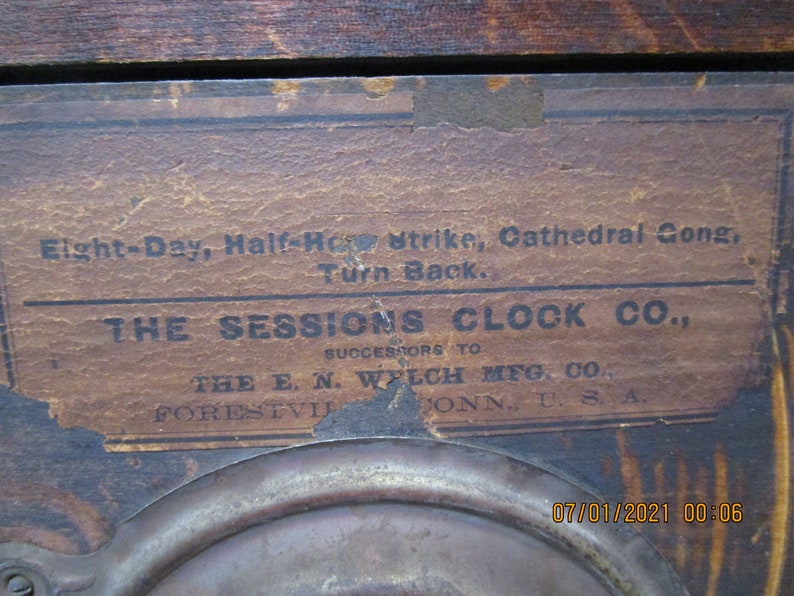 Antique Sessions Mantle Clock Etsy