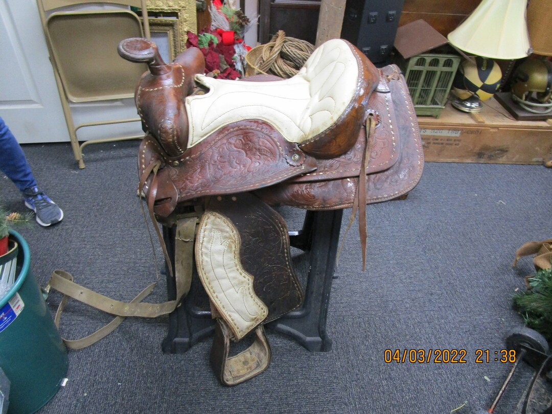 Vintage Bona Allen Hand Tooled Western Saddle Etsy