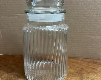 Vintage Clear Ribbed Glass Storage Jar With Seal Tight Lid - Etsy