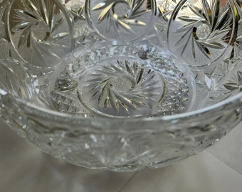 Vintage Crystal Clear Industries Germany Monica Pinwheel Pattern Lead Crystal Bowl