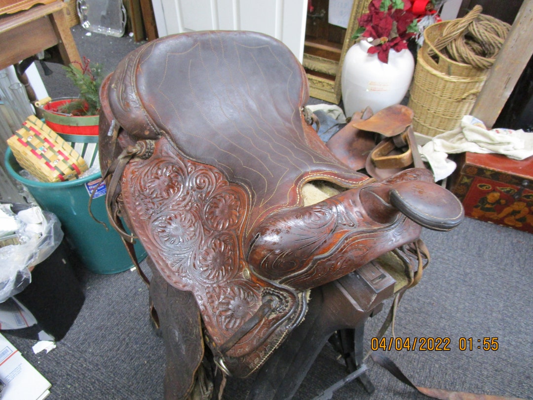 Vintage Bona Allen Hand Tooled Western Saddle Etsy