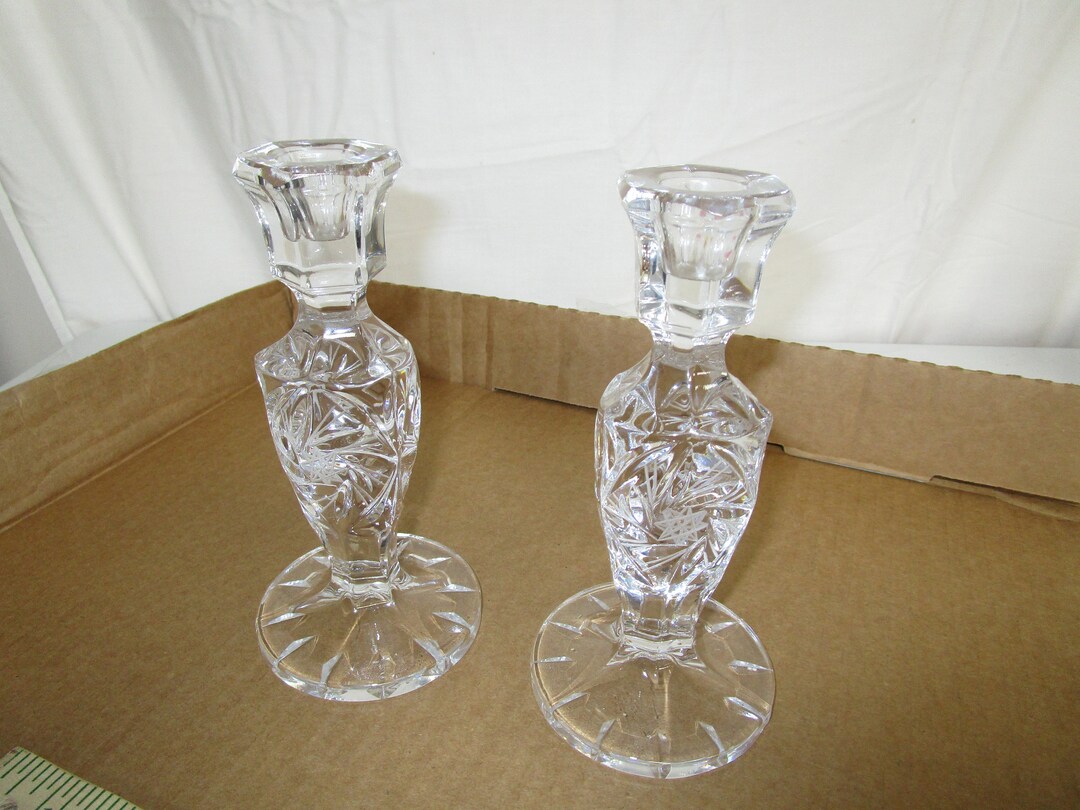 Vintage Crystal 24 Lead Candle Holders Etsy