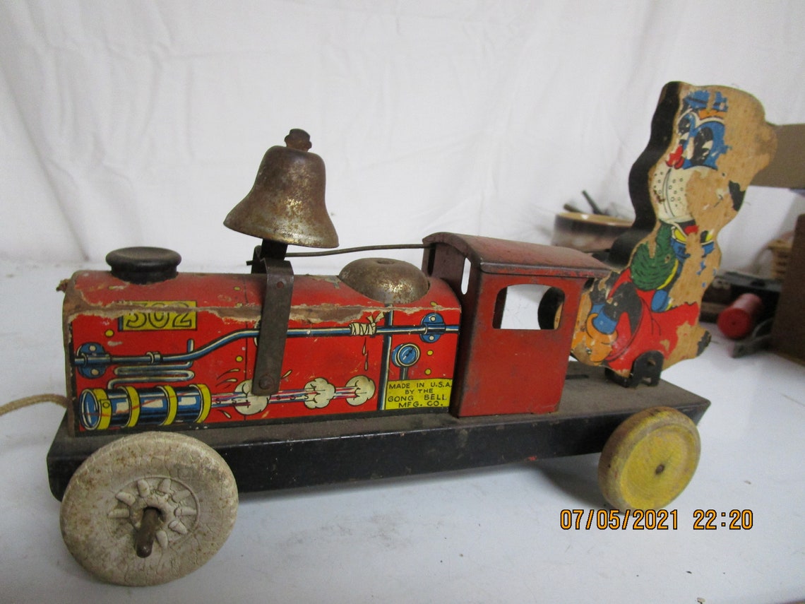 Antique 1936 Pull Toy by Gong Bell Etsy