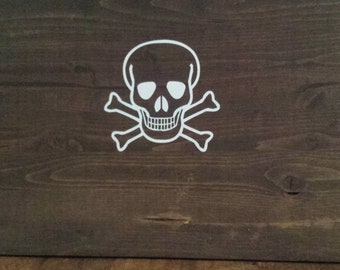 SKULL and CROSSBONES Decal, Skull and BONES Decal, Decal, Skull and Bones sticker,Skull and Crossbones Sticker,Pirate Sticker Free Shipping