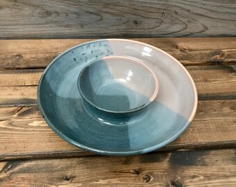 Ceramic Chip and Dip Bowl, Ceramic Pottery, Hand Thrown, Hand Made Pottery, Dip Bowl, Chip Bowl