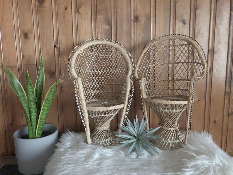 Peacock Chair 16 Tall Wicker Plant Holders Boho Plant Stand Rattan Plant Holders Vintage