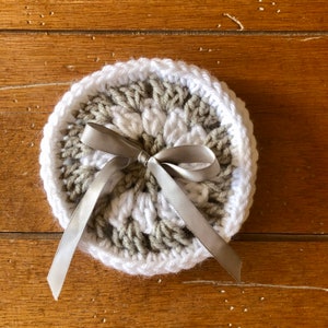 Crochet Coasters Gray/White 4 in a set