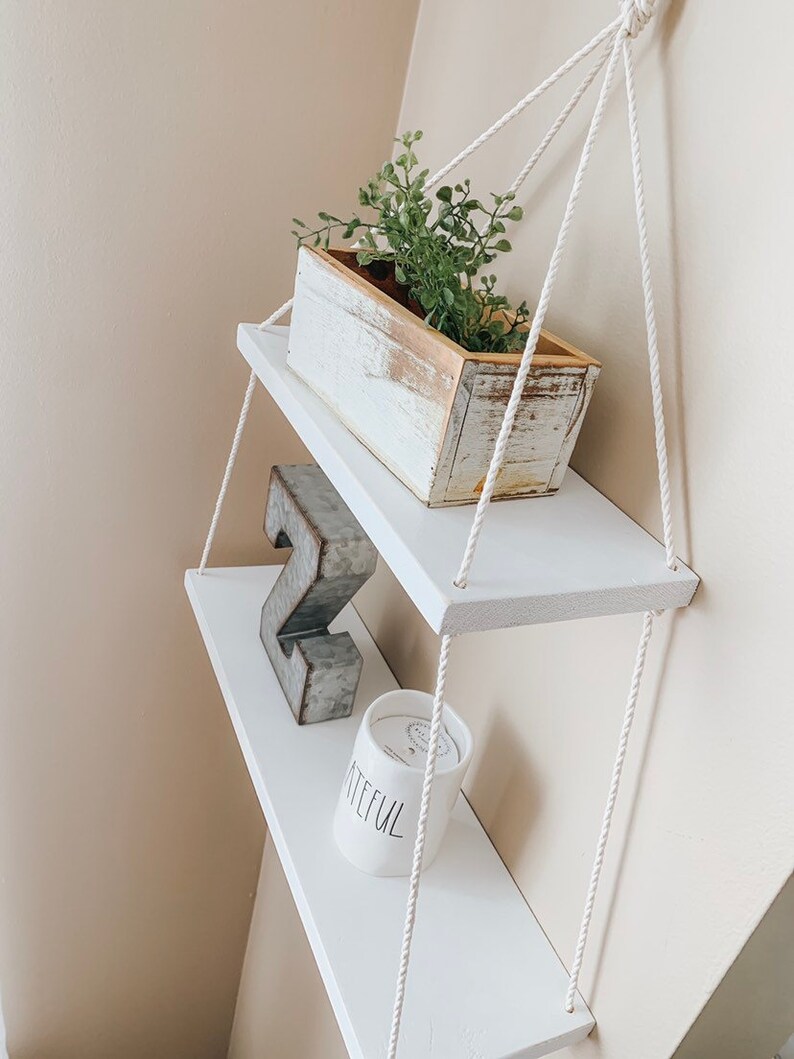 Hanging Wood Shelves with rope Etsy