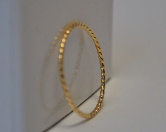 Twisted Gold Ring, Super Thin Stacking, Minimal Gold Ring, Yellow Gold Ring, 14k Gold Ring, Real Gold Ring, Wedding Band