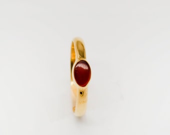 Custom Carnelian, solid 14k and 18k  Gold Ring , oval agate, white gold, rose gold,