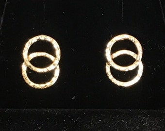 Handmade 14k Gold Delicate Double Circle Earrings