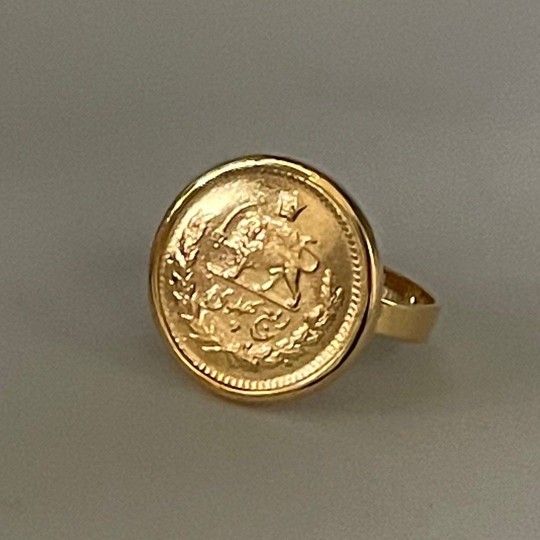 Sepke Rings 18k Gold Womanly Ring Robe Pahlavi Sekke Seke - Etsy