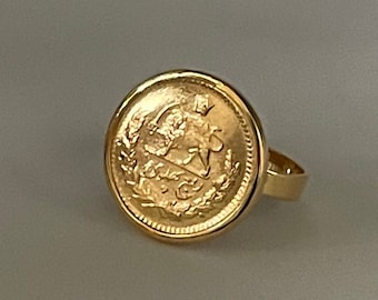 18k gold womanly Ring robe pahlavi Sekke seke handmad in USA