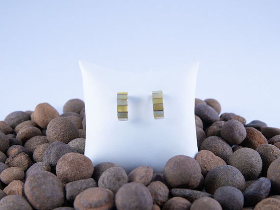 Vintage Mother of Pearl Half Hoop Earrings