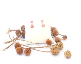 Sterling Silver Angel Skin Coral Stud Earrings