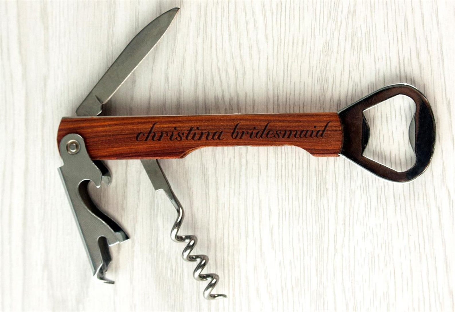 Custom Wine CorkscrewPersonlized Portable KnifeEngraved Wood Etsy