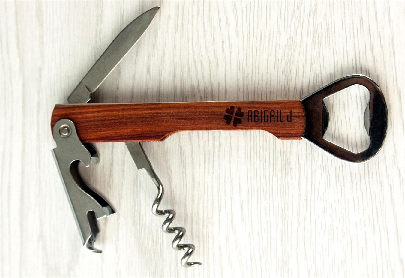 Custom Bottle Opener Personlized Portable KnifeEngraved Wood Etsy