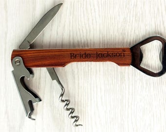 Engraved Corkscrew Personalized Corkscrew/Laser Bottle Opener for Bartender Custom Wine Opener Monogrammed Corkscrew