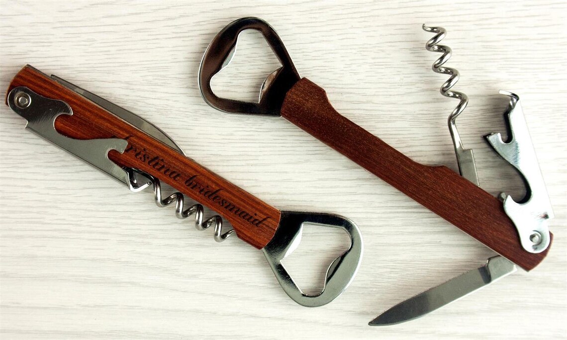 Custom Wine CorkscrewPersonlized Portable KnifeEngraved Wood Etsy