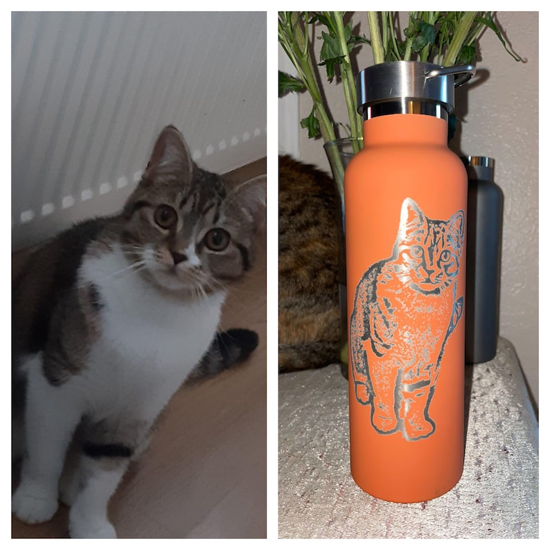 Custom Water Bottle, Stainless Steel, Upload Your Design, We Edit Your Photo, Reusable, Customizable, EcoFriendly 20fl oz, 32fl oz, 64fl oz image 4