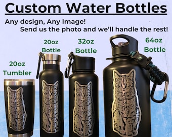 Custom Water Bottle, Stainless Steel, Upload Your Design, We Edit Your Photo,  Reusable, Customizable, EcoFriendly 20fl oz, 32fl oz, 64fl oz