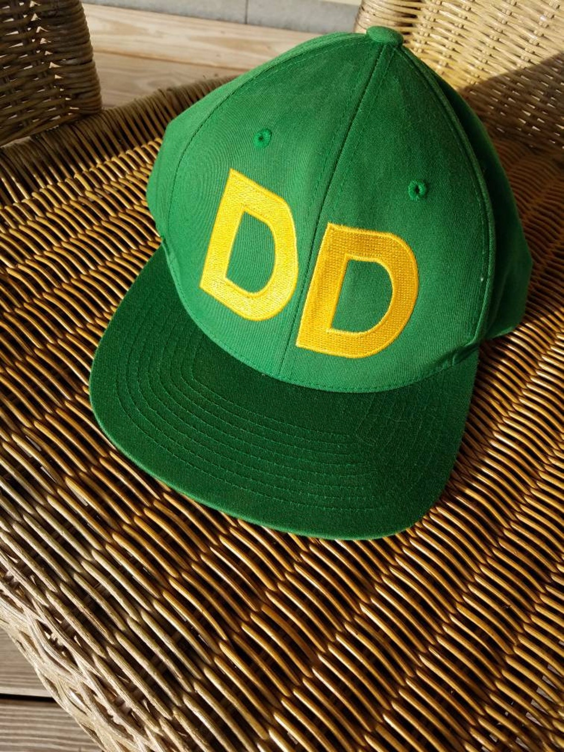 DD baseball hat green yellow letters DD hat vintage Etsy