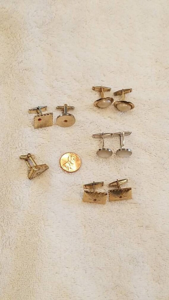 Vintage gold tone cufflinks, , 4  pairs , mid cent