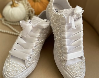All white bling converse