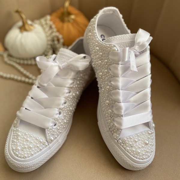 All white bling converse