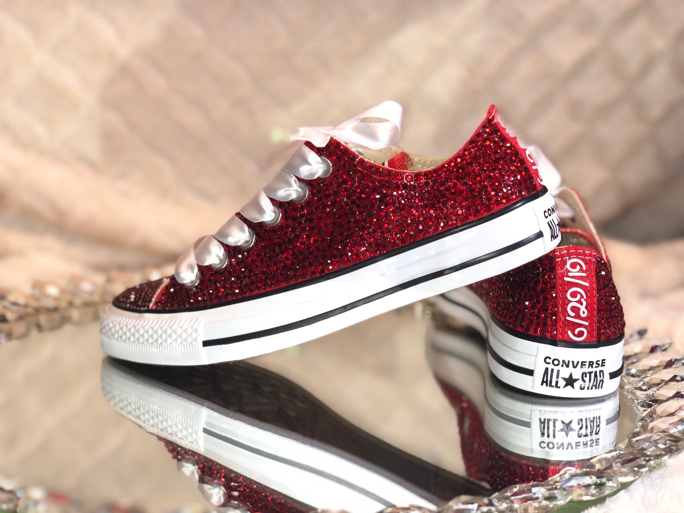 administration Modtagelig for Nedgang Red Glitter Converse - Etsy