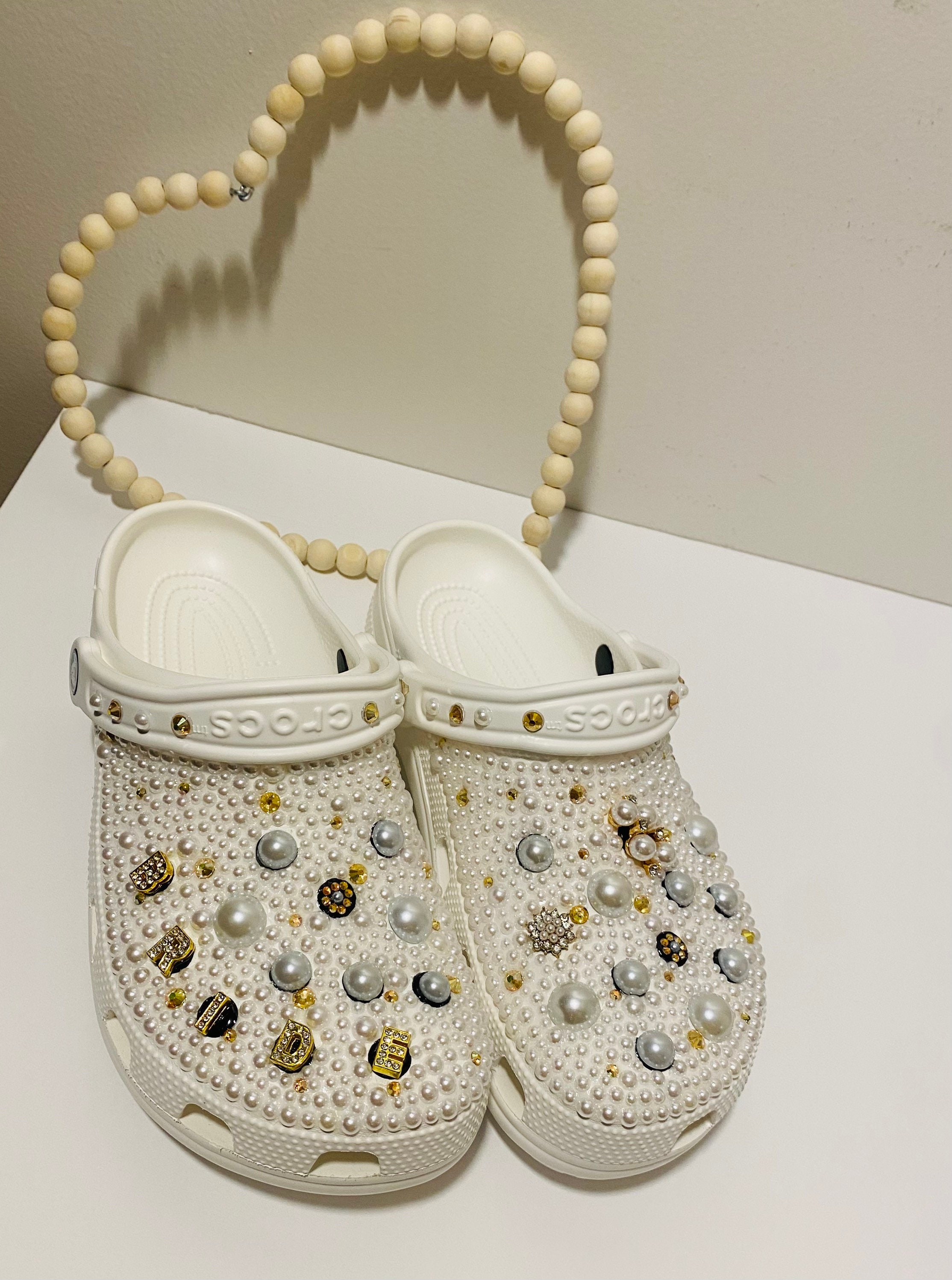 CUSTOM MINI AND MOMMY BLING & PEARLS INSPIRED CROCS SET — The