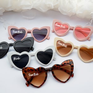 Custom Bridal Party Heart Shaped Sunglasses,Party Souvenirs,Rimless Love Heart Sunglasses,Personalised Bridesmaid Gifts