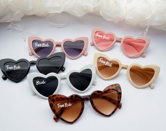 Custom Bridal Party Heart Shaped Sunglasses,Party Souvenirs,Rimless Love Heart Sunglasses,Personalised Bridesmaid Gifts