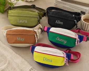 Riñonera bordada personalizada, riñonera con nombre personalizado, bolso bandolera con monograma, bolso de viaje, regalo para damas de honor.