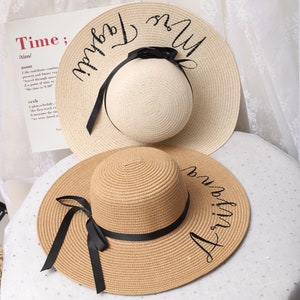 Cappello da sole personalizzato per la sposa/Cappello da viaggio per addio al nubilato/Cappello da spiaggia per la luna di miele/Regalo per damigella d'onore/Regalo per la futura sposa