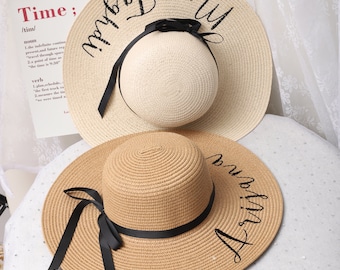 Personalized Bride Sun Hat / Bachelorette Trip Hat/Honeymoon Beach Hat/Bridesmaid Gift/Bride to be Gift