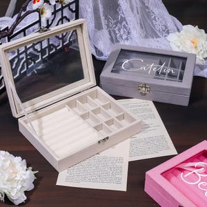 Boîte à bijoux pour femme, organisateur de bijoux, étui de voyage à bijoux, cadeau de mariage, proposition de demoiselle d'honneur, cadeaux pour son anniversaire