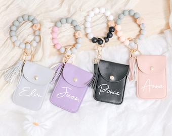 Personalisierte Schlüsselbund Armband Brieftasche ， Individuelle Name Geldbörse ， Personalisierter Leder Kartenhalter ， Schlüsselanhänger halter Brieftasche