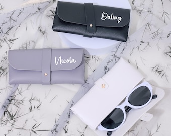 Glasses storage box，Personalized Leather Glasses Case, Soft Glasses Box,Case engraved with name， Bridesmaid Gift,