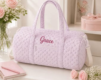 Bolsa de viaje acolchada con estampado floral personalizada, bolsa de fin de semana con nombre bordado a medida, bolsa de viaje con monograma para mujer, regalo para damas de honor, bolsa para el hospital.