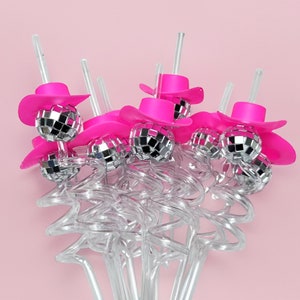 10PCS Disco Ball Straws，Last Disco Bachelorette，Disco Ball Decorations, Bachelorette Decorations