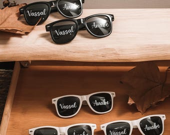 10pcs Bulk Personalized Sun Glasses,Wedding Gifts,Colorful Wholesale Sunglasses,Party Favors Print Text on Arms,Cool/Warm colors,Novelty