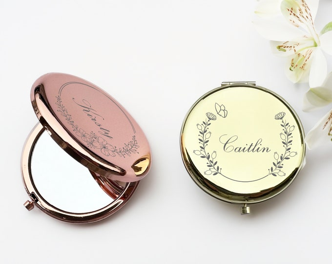 Customized Pocket Makeup Mirror, Pocket Makeup Mirror, Wedding Gifts,Engraved Pocket Mirror for Mother